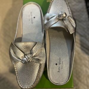 Kate Spade Silver Mules with Bow
